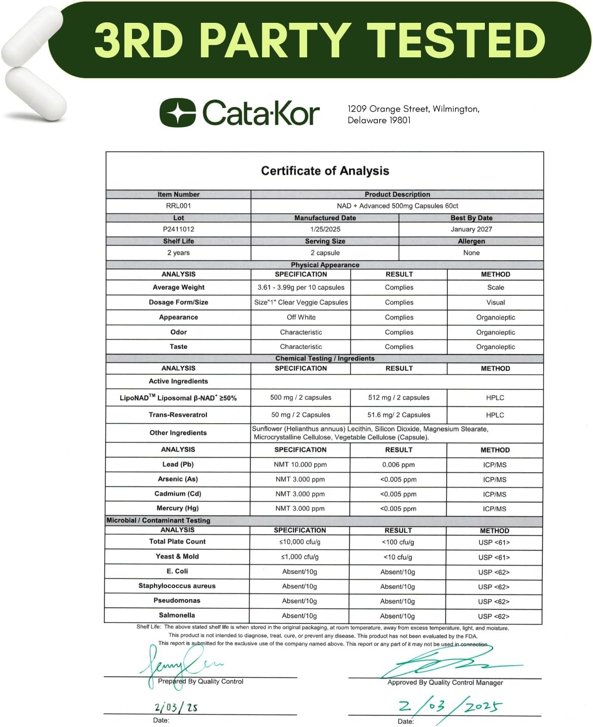 Cata-Kor NAD+ Supplement