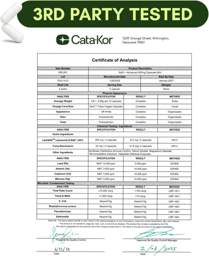 Cata-Kor NAD+ Supplement